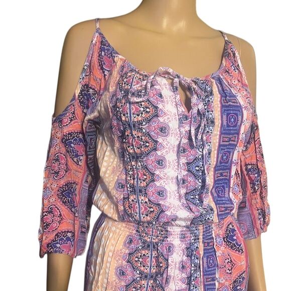 Chelsea & Violet Women's Cold Shoulder Paisley Dress Size S Multicolor - Picture 3 of 6